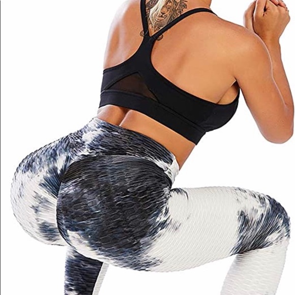 White and Blue High Waist Butt Lift Leggings 🤩 - Picture 5 of 7